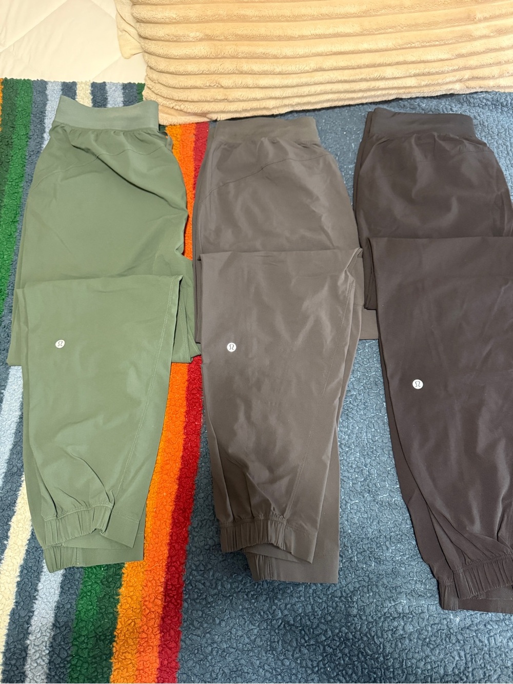 Steady state lululemon joggers, size 8, 28”Green, Gray, Black